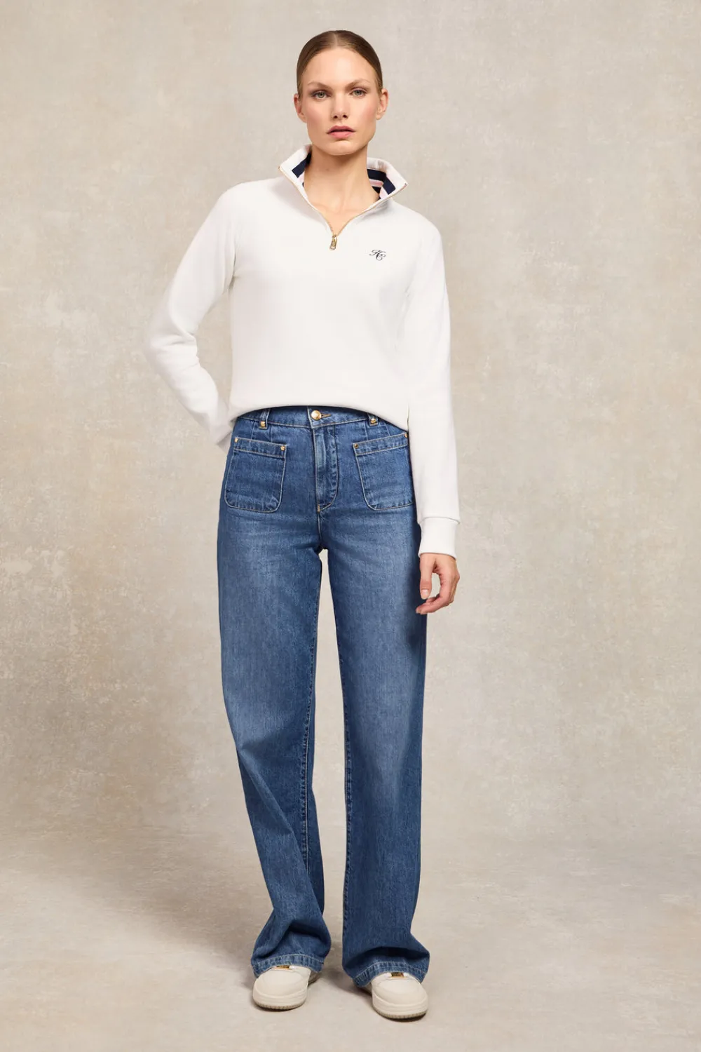 Women Holland Cooper Sweatshirts>Burford Quarter Zip Neck Sweat