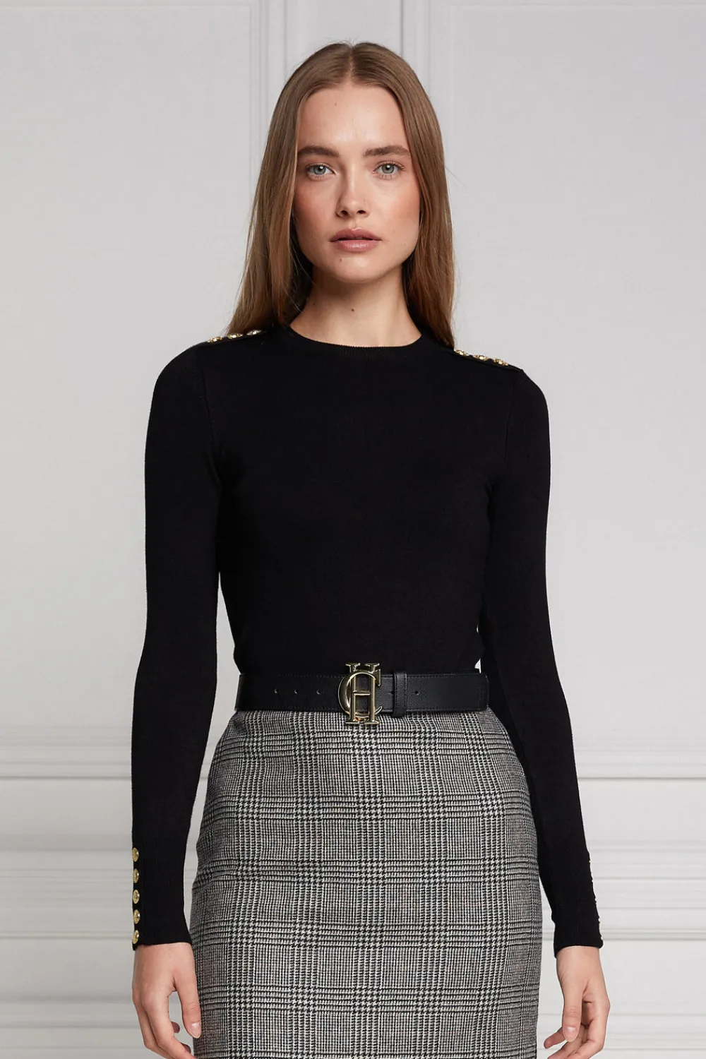 Women Holland Cooper Knitwear>Buttoned Knit Crew Neck