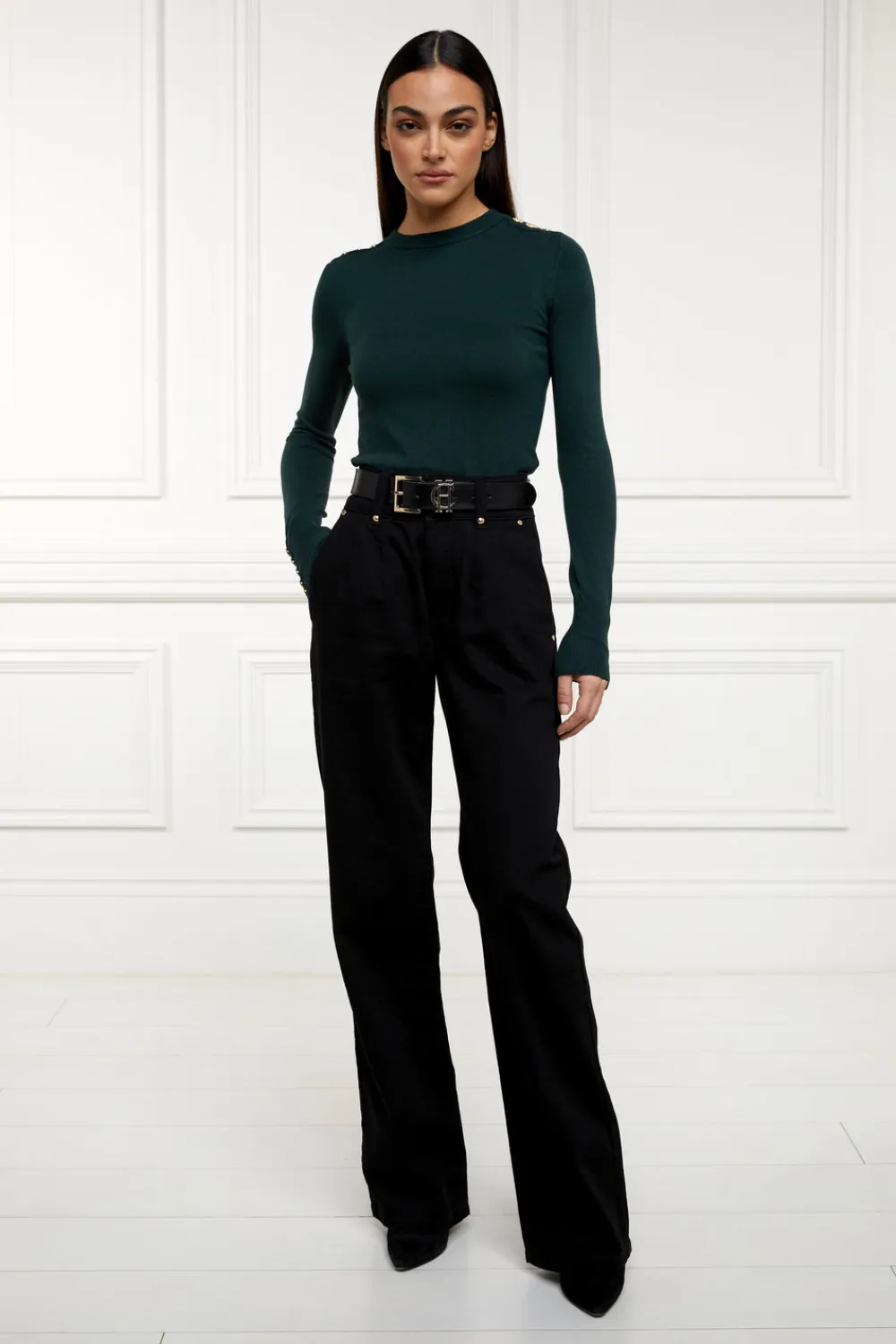 Women Holland Cooper Knitwear>Buttoned Knit Crew Neck
