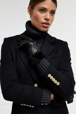Women Holland Cooper Gloves|Gloves>Cashmere Lined Faux Trim Leather Gloves