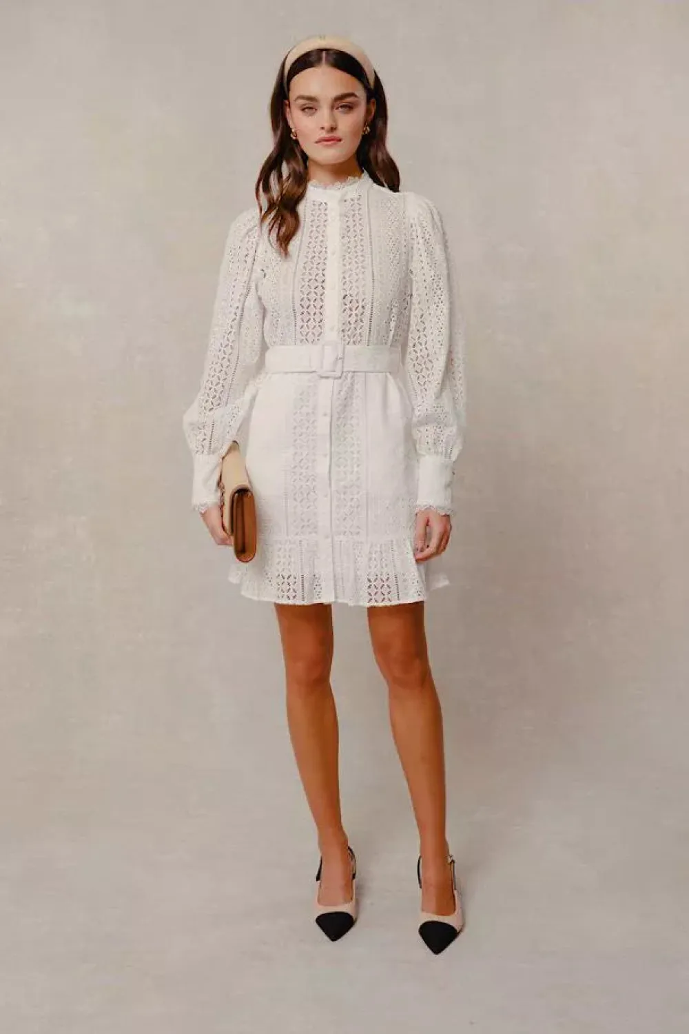 Women Holland Cooper Dresses>Collarless Broderie Mini Dress