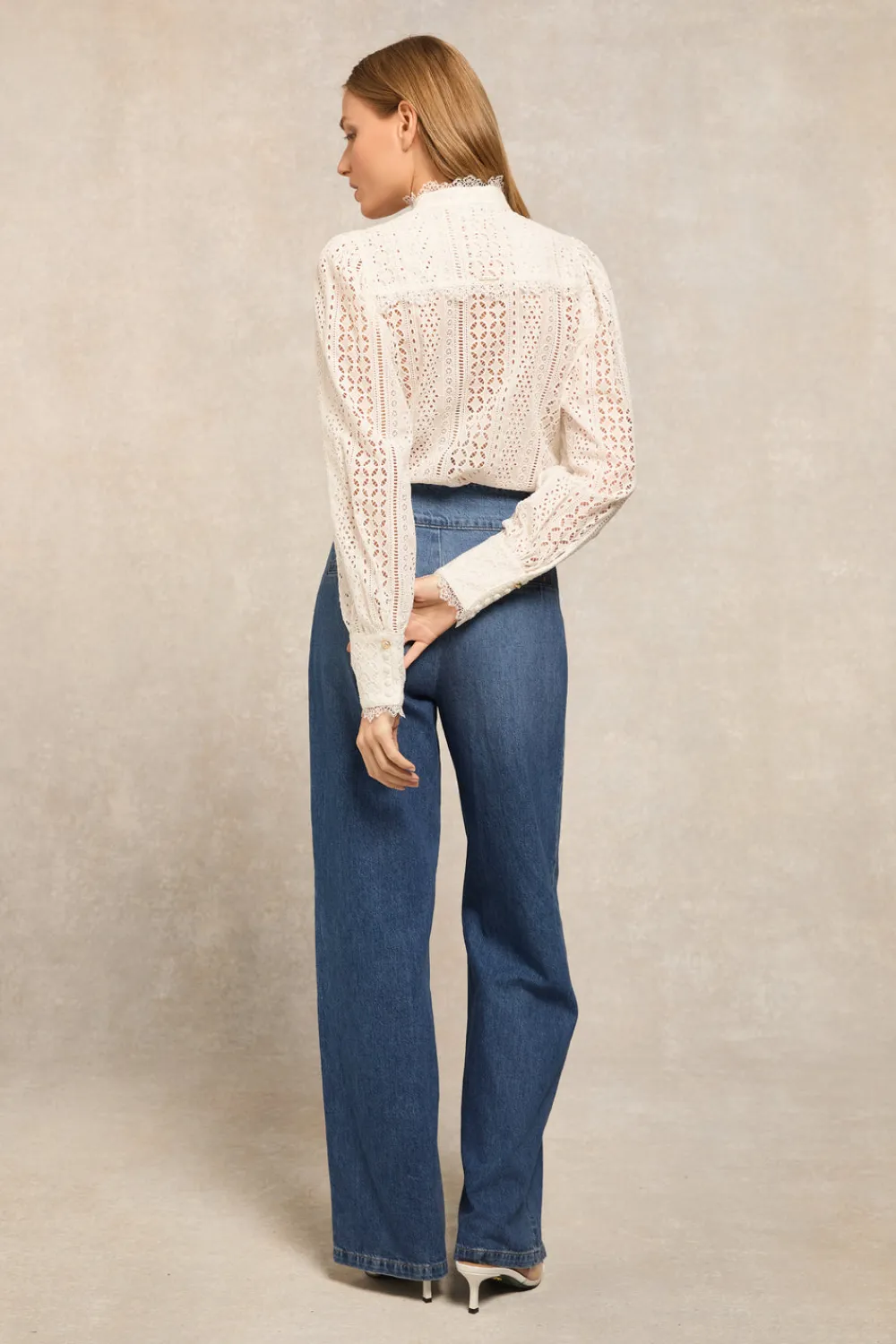 Women Holland Cooper Shirts & Blouses>Collarless Broderie Shirt