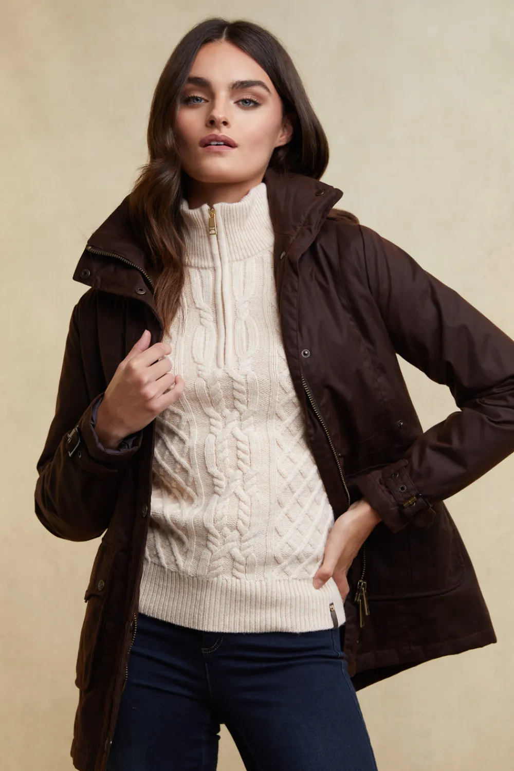 Women Holland Cooper Knitwear>Country Cable Quarter Zip Knit