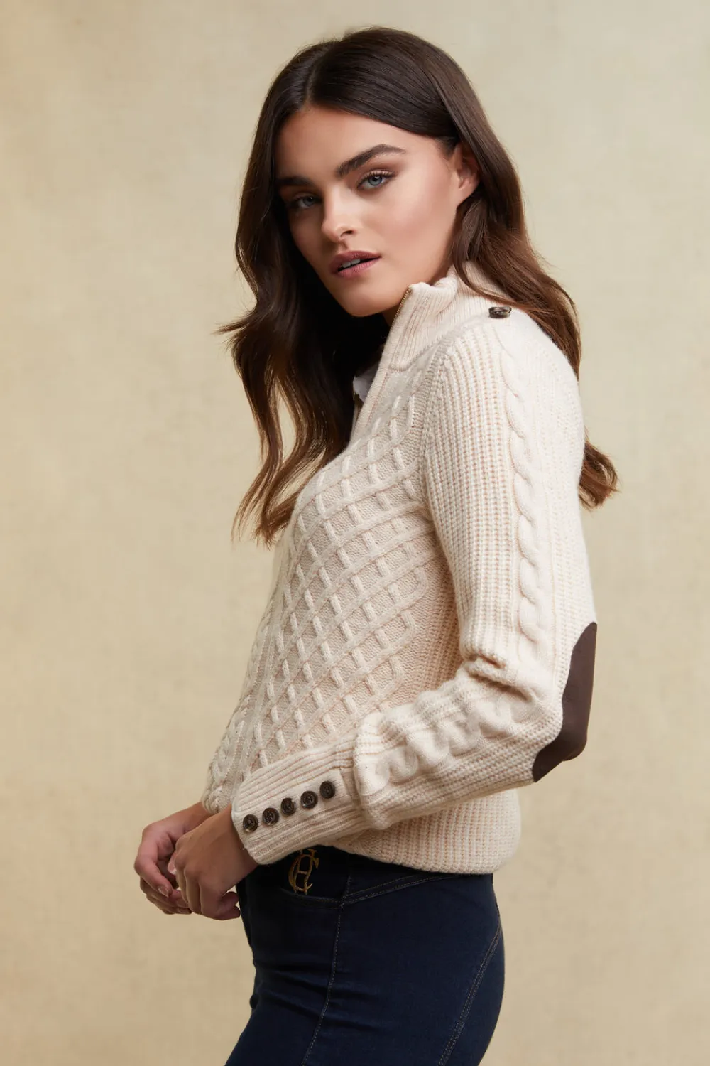 Women Holland Cooper Knitwear>Country Cable Quarter Zip Knit