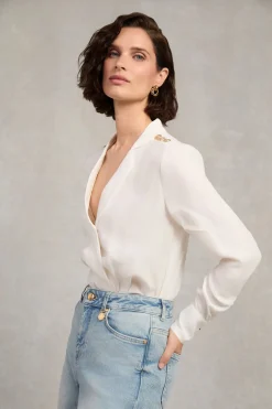 Women Holland Cooper Bodysuits|Shirts & Blouses>Cupro Shirt Bodysuit