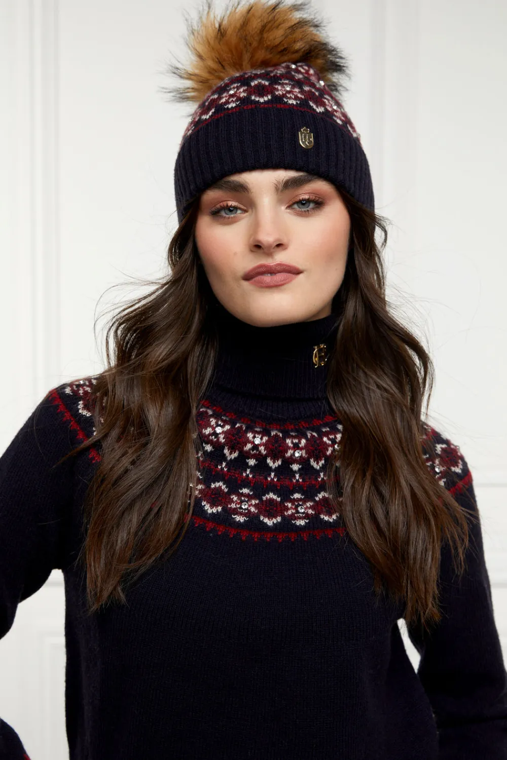 Women Holland Cooper Headwear|Hats & Headbands>Jennifer Fairisle Bobble Hat