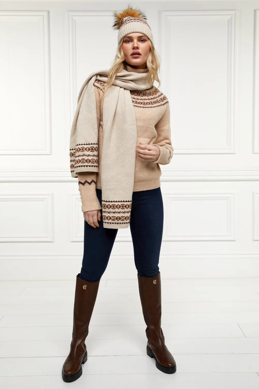 Women Holland Cooper Scarves|Scarves>Jennifer Fairisle Scarf