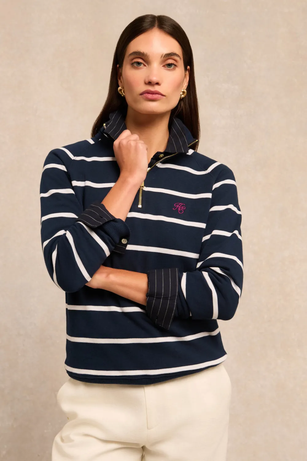 Women Holland Cooper Sweatshirts>Kingham Quarter Zip Neck Sweat