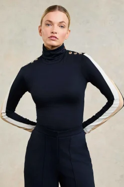 Women Holland Cooper Tops>Panel Long Sleeve Roll Neck