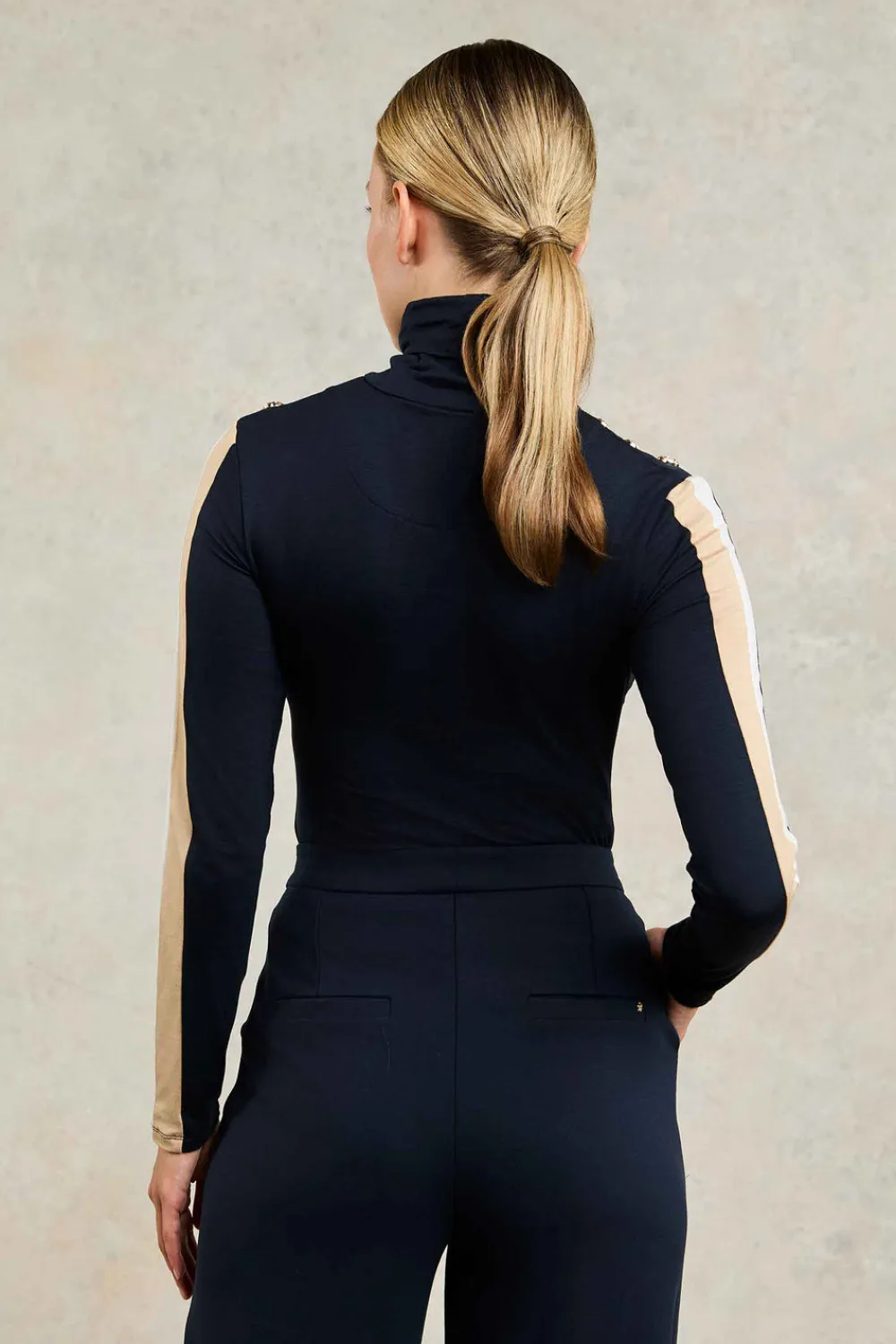 Women Holland Cooper Tops>Panel Long Sleeve Roll Neck