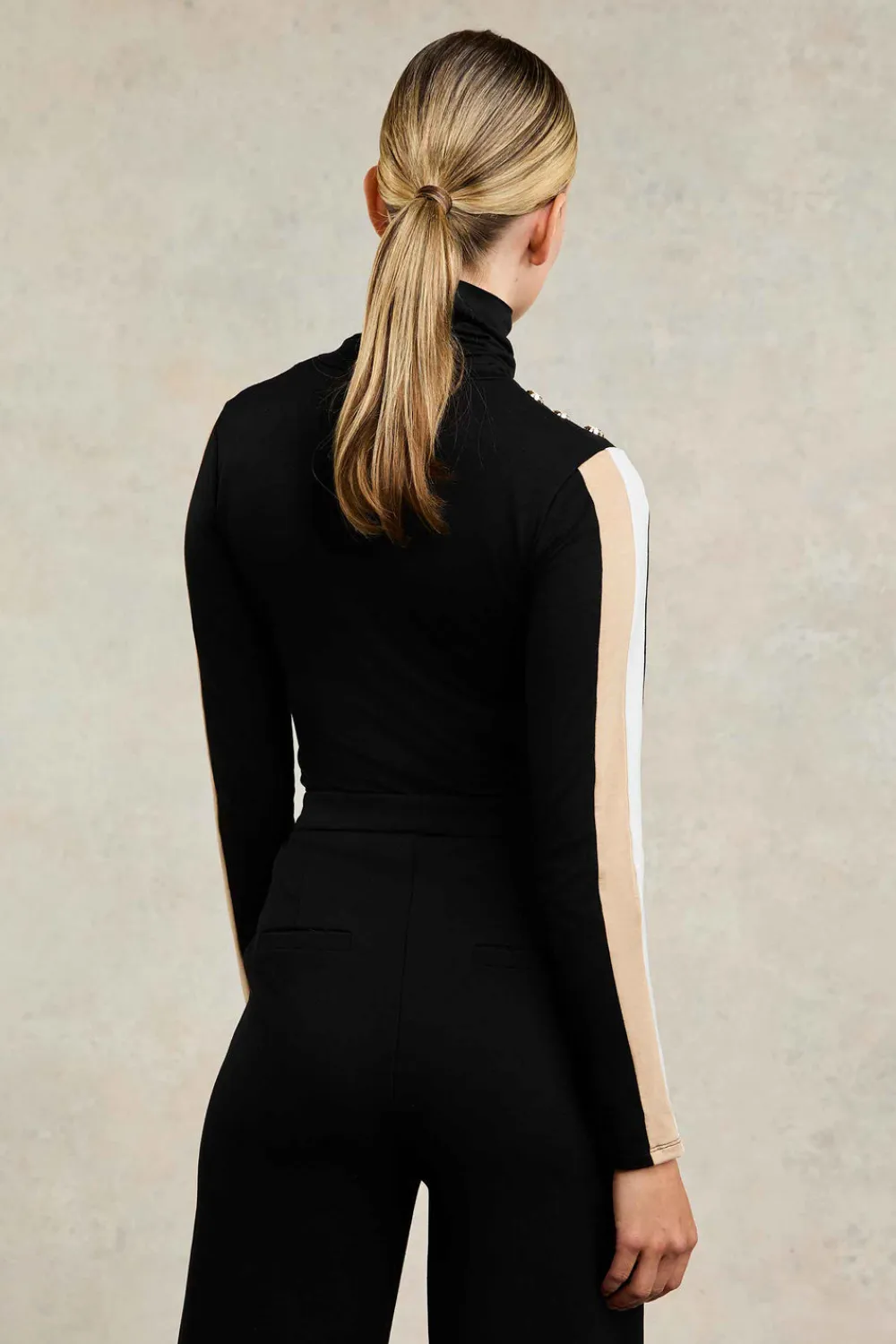 Women Holland Cooper Tops>Panel Long Sleeve Roll Neck