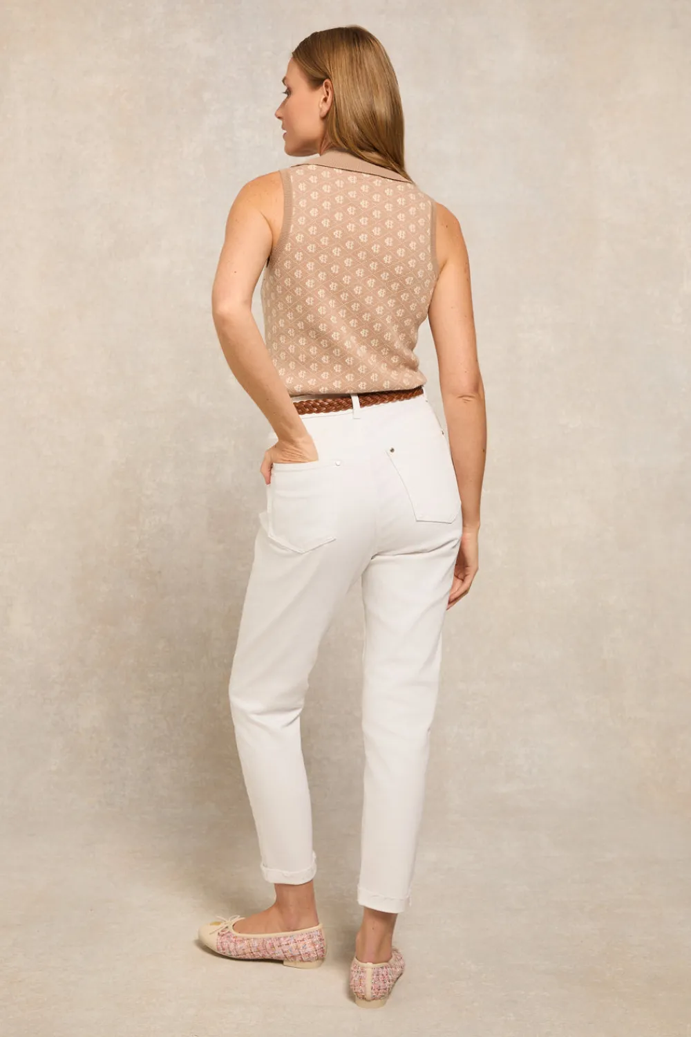 Women Holland Cooper Polo Shirts|Tops>Sleeveless Knitted Monogram Polo