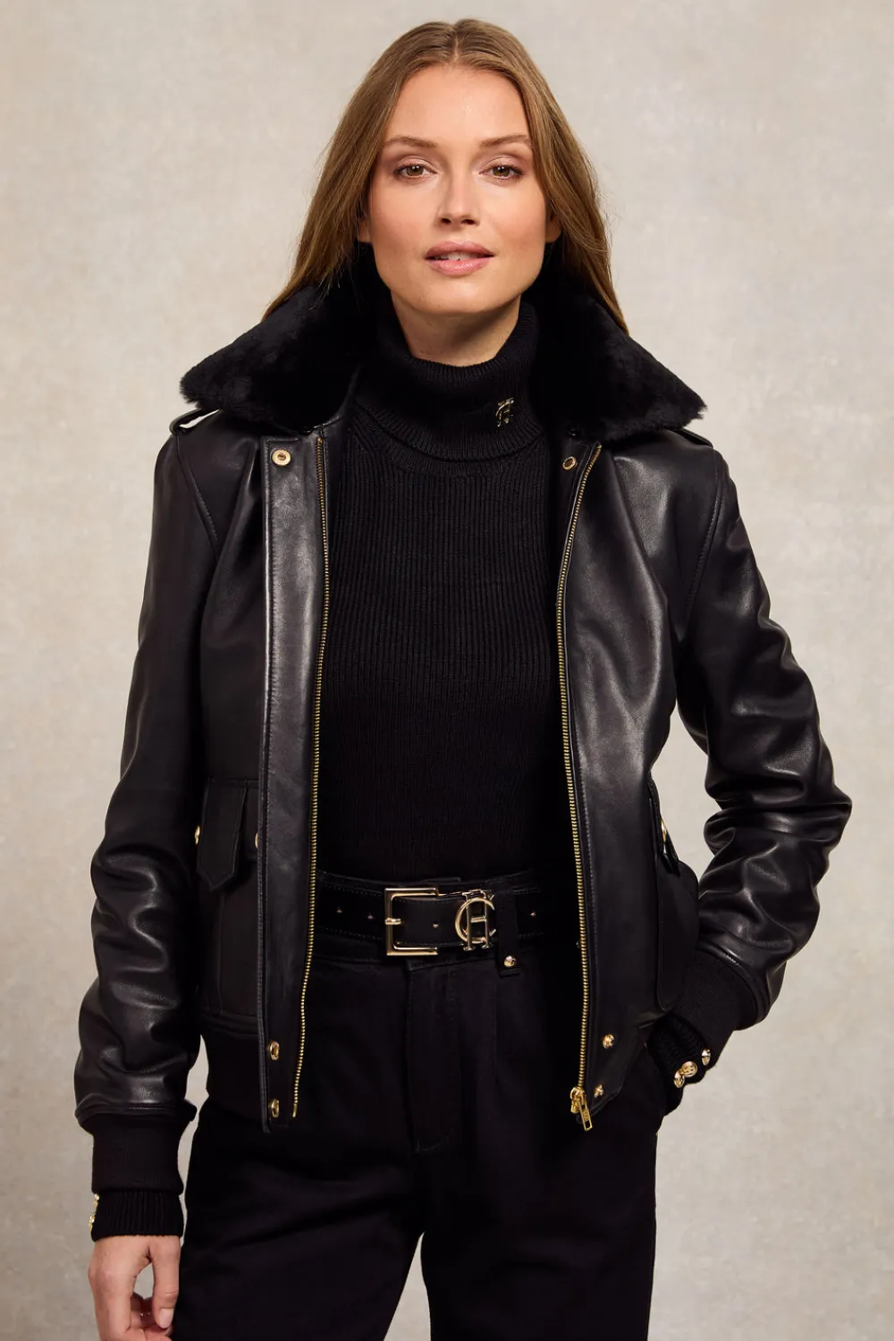 Women Holland Cooper Jackets>Sloane Leather Bomber