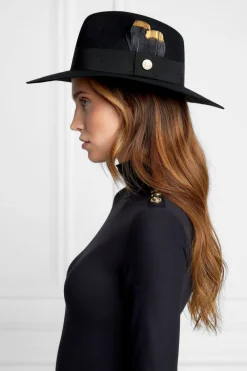 Women Holland Cooper Hats & Headbands|Hats & Headbands>Trilby Hat Gold Feather
